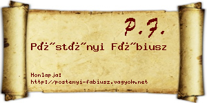 Pöstényi Fábiusz névjegykártya